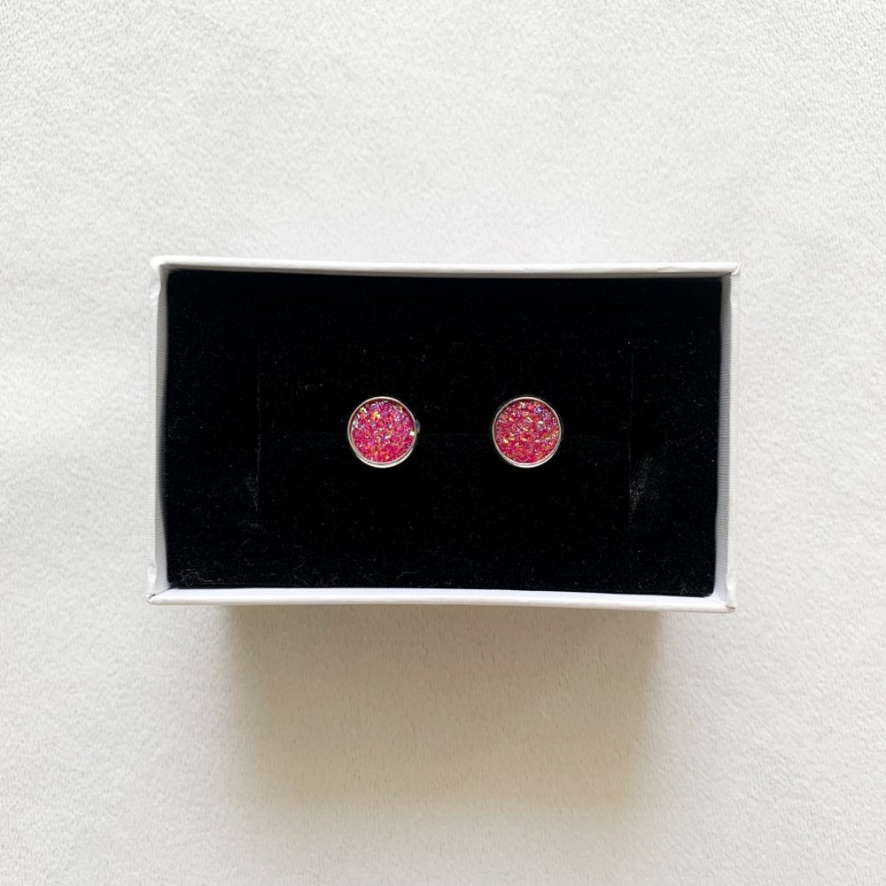 Asos Raspberry Pink Druzy Stud Earrings